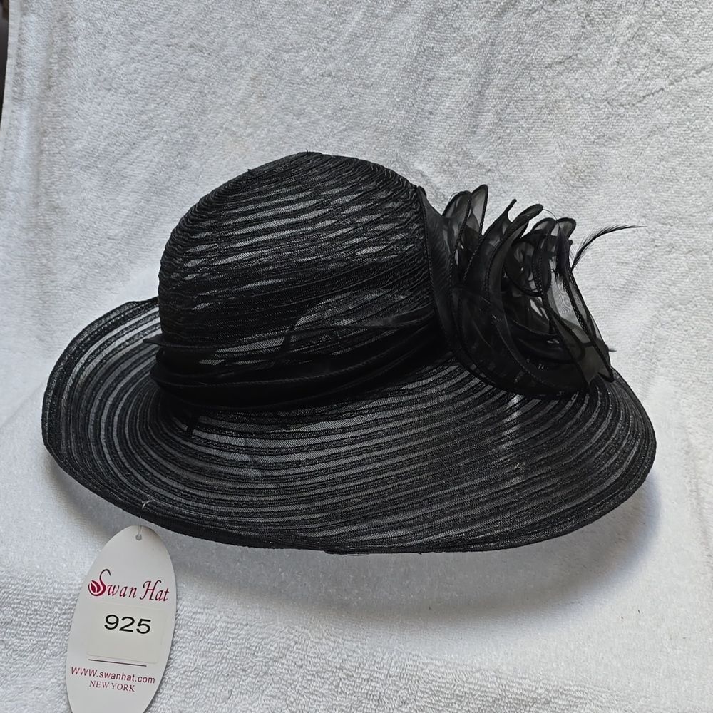 Swan Black Mesh Net Hat Preppy Church Derby Wedding NWT - Rare